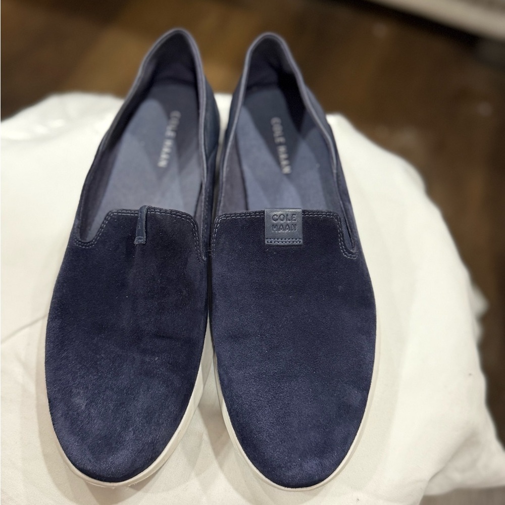 Cole Haan Womens Horizon Grand Slip On Loafers Suede Navy Blue Size 8B
